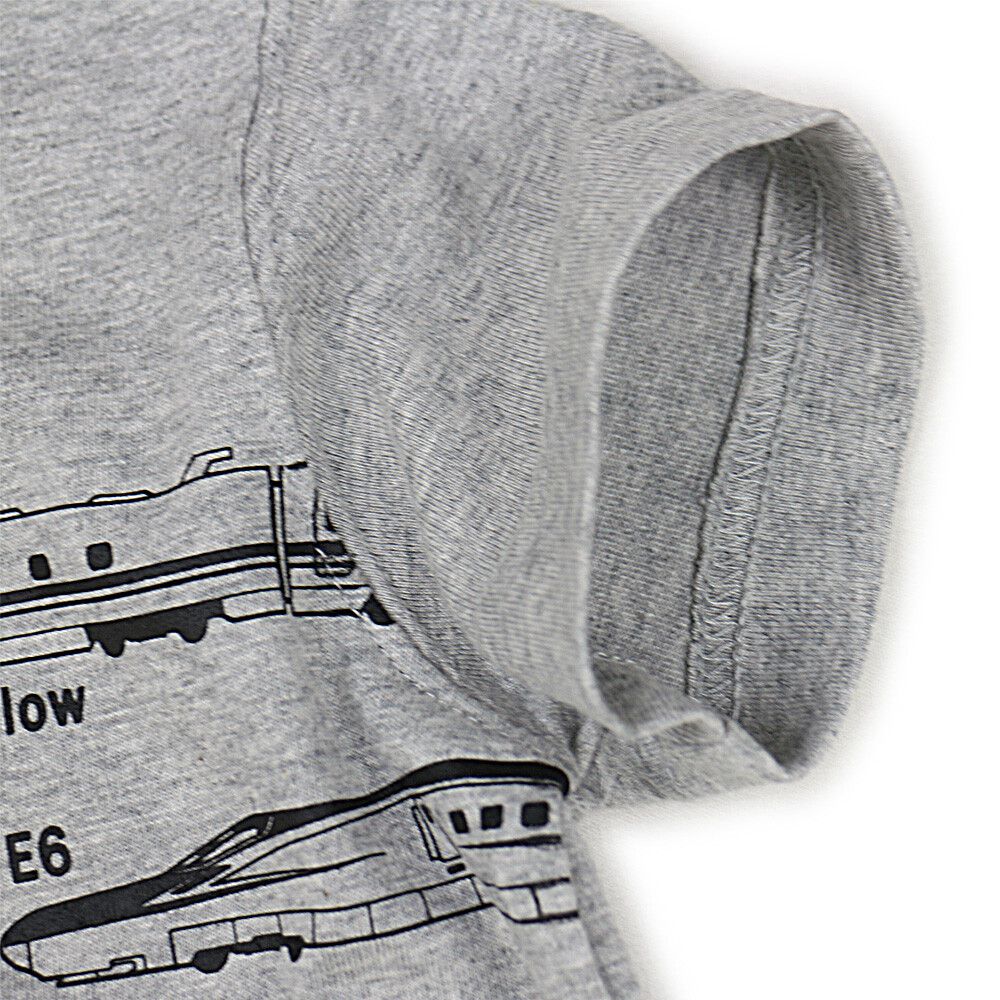 日本服飾代購 - 純棉印花短袖上衣-新幹線頭對頭-灰