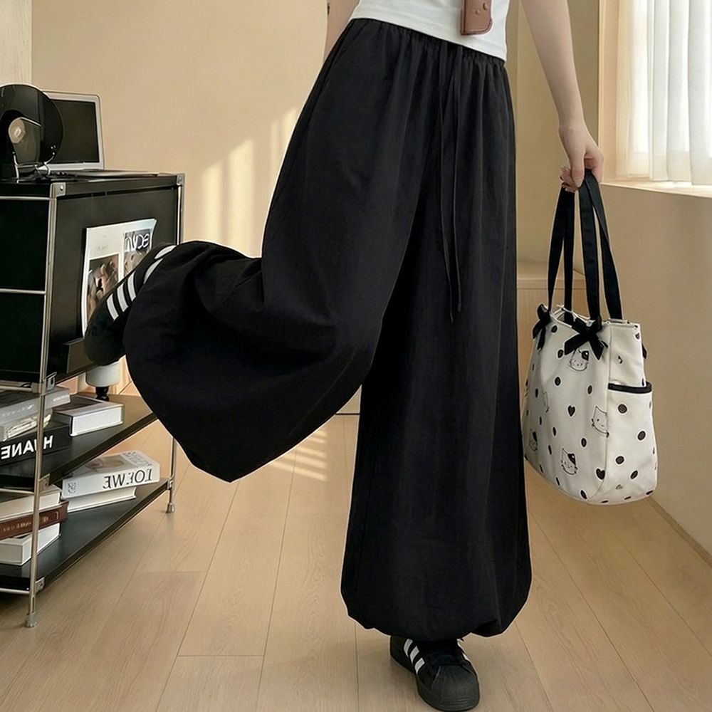 柔軟舒適顯瘦花苞裙褲-黑