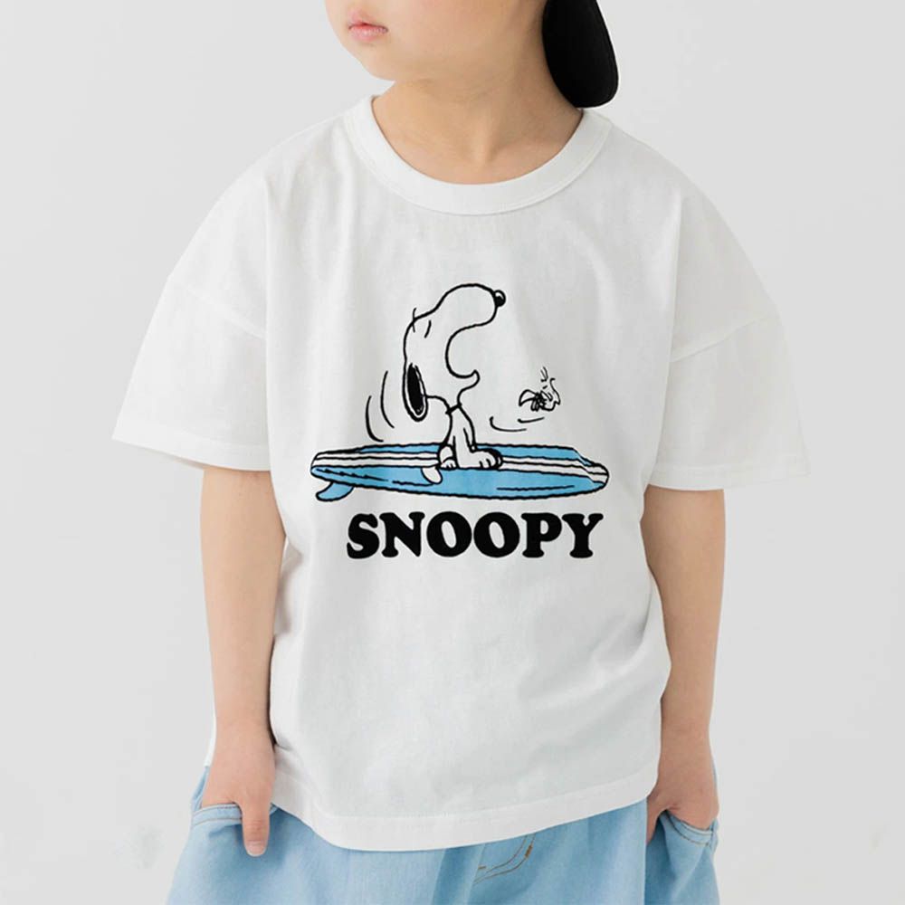 SNOOPY限定短袖上衣-一起衝浪-白