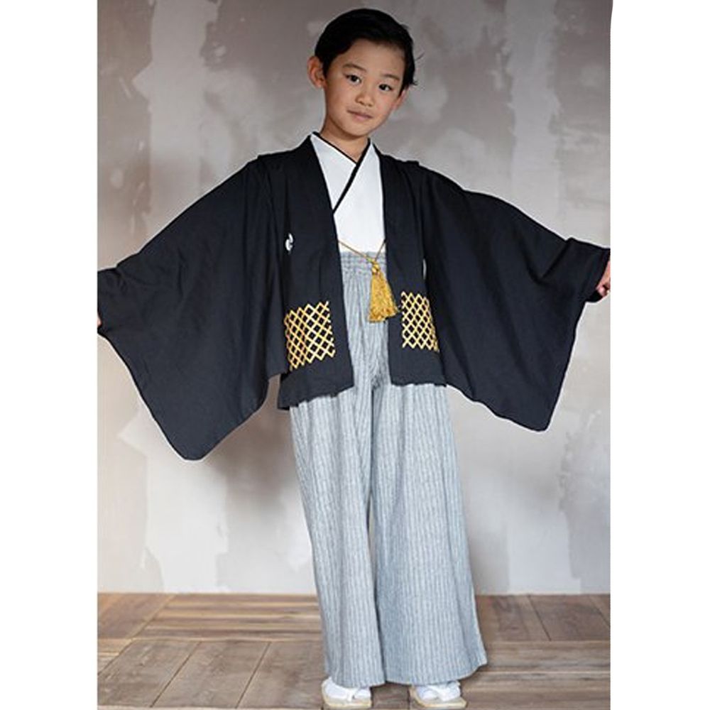 日本 Chil2 - 純棉日本傳統袴/和服(三件式)-黑