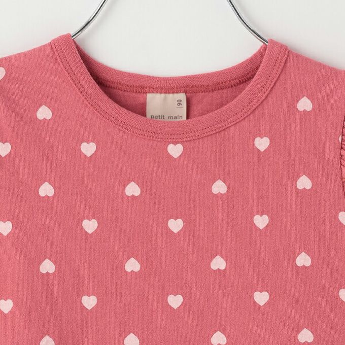 日本 petit main - 荷葉袖傘狀層次短袖上衣-條紋-紫x白