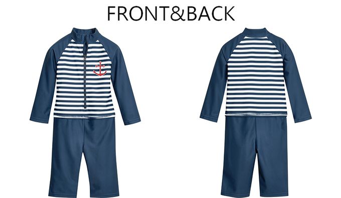 德國Playshoes - 抗UV長袖防曬防寒兒童連身泳裝-海軍風