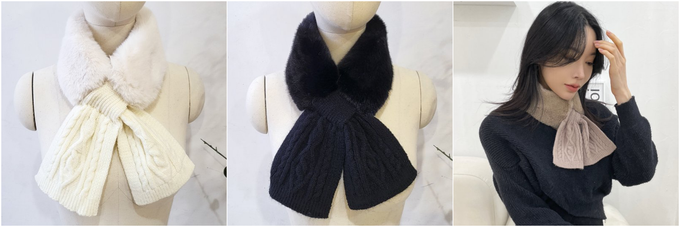 韓國 MAY - 柔軟細絨毛穿洞式圍巾-麻花款-粉