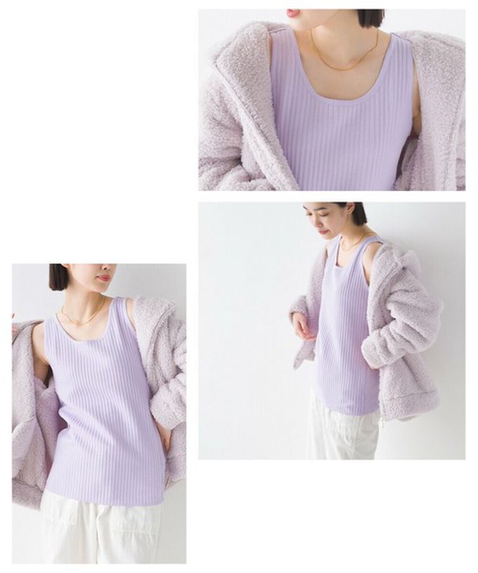 日本 OMNES - 直羅紋圓領無袖背心/內搭-卡其