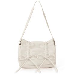 日本 GRL - 甜美皺摺雙蝴蝶結迷你肩背包-象牙 (F)