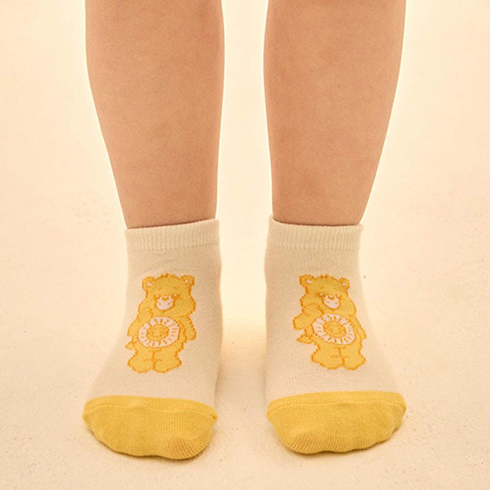 聯名款兒童腳底止滑短襪-米X黃-一雙