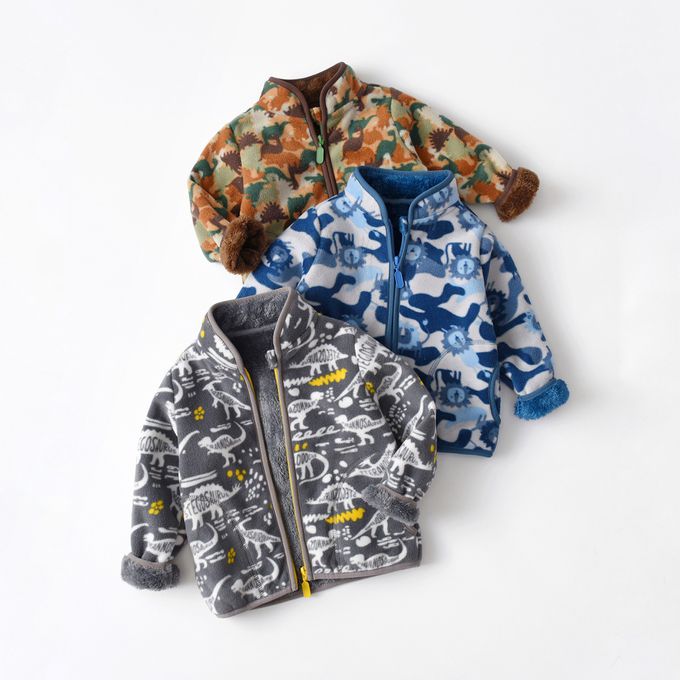 Fleece搖粒絨兒童外套(溫暖加絨)-迷彩恐龍