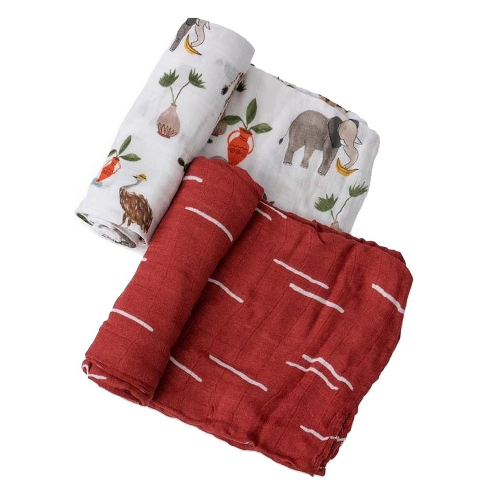 美國 Little Unicorn - 竹纖維紗布巾兩入組-動物園 (120x120CM)