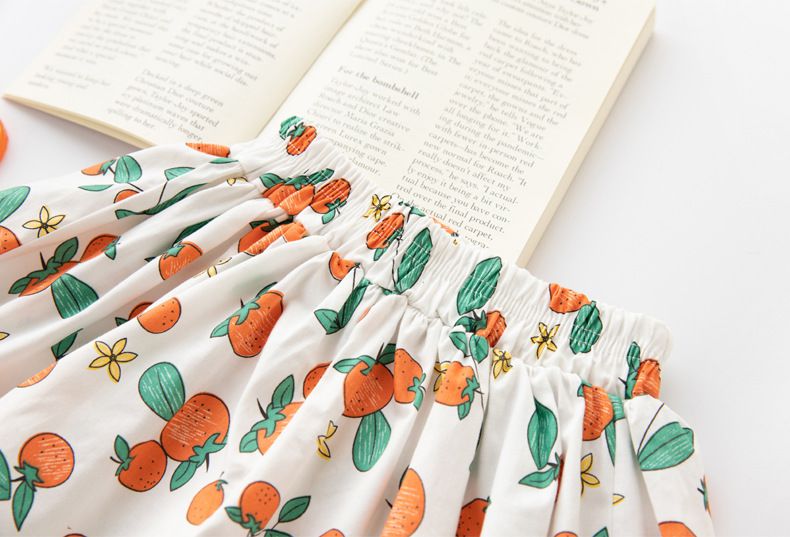 FANMOU - 99%棉腰鬆緊印花短褲-碎花-卡其色