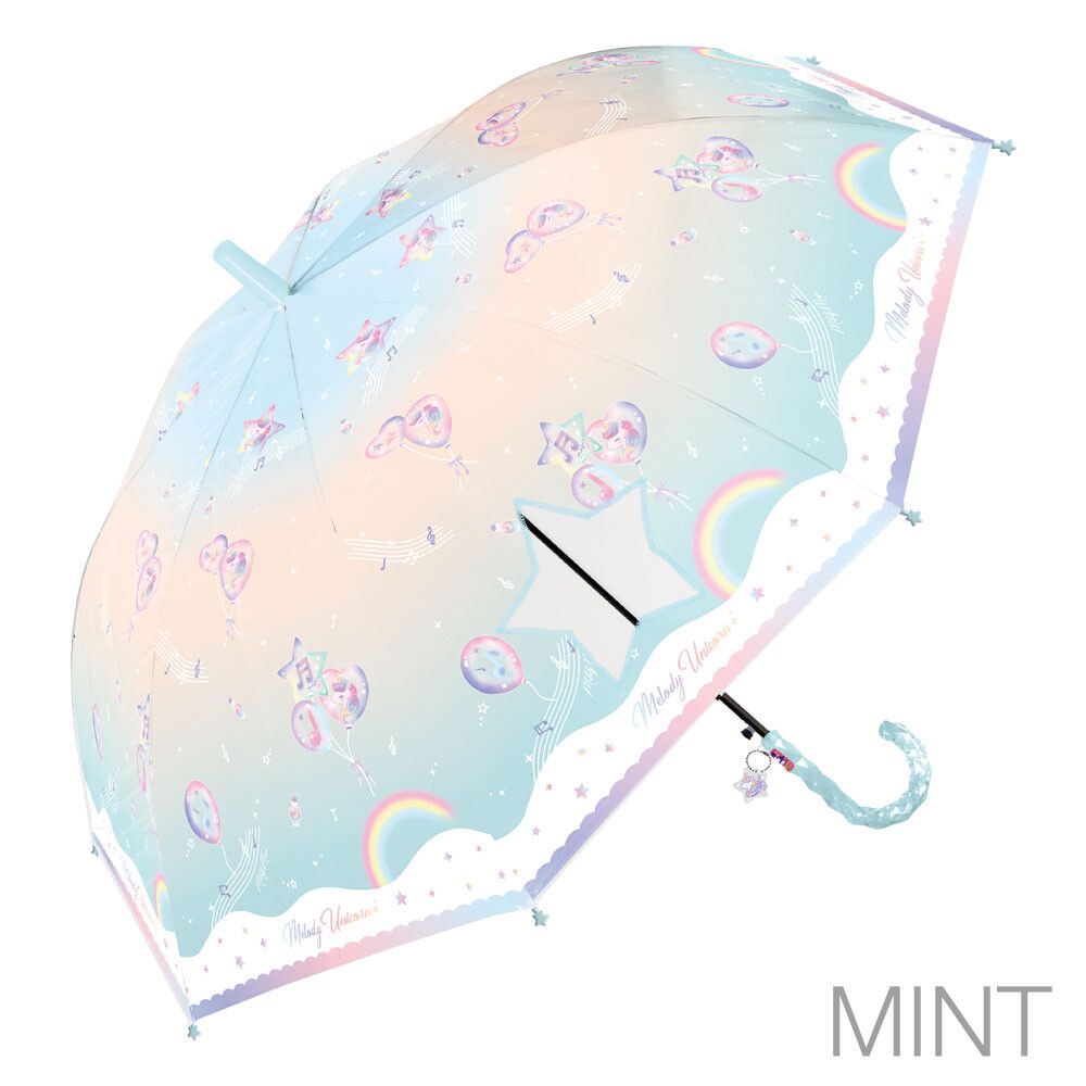 日本中谷 - 透明窗設計兒童雨傘/直傘-氣球音符-粉紫 (55cm(身高130cm以上))