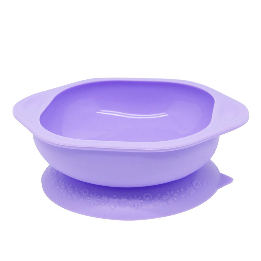 MARCUS＆MARCUS - 動物樂園矽膠防漏幼兒學習吸盤碗-鯨魚(紫)