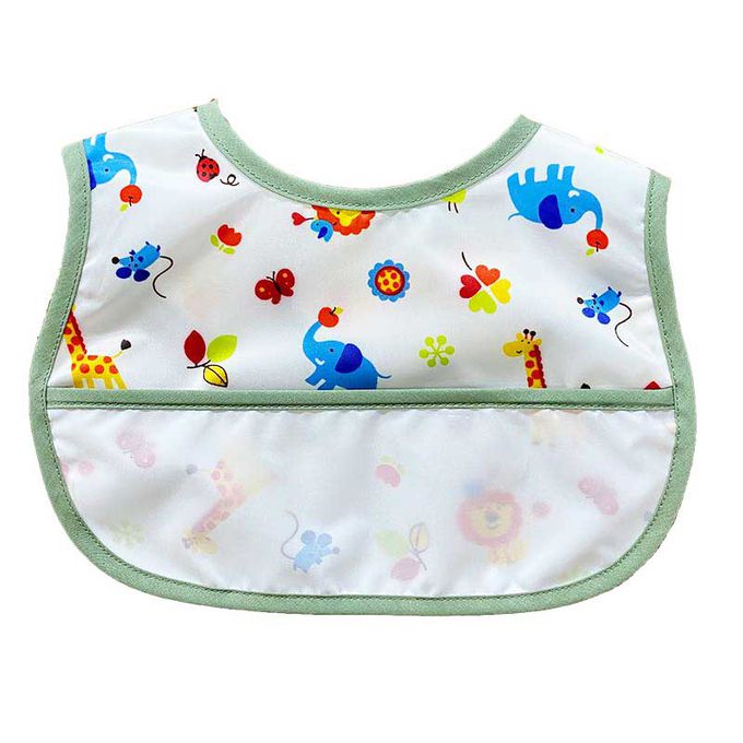 akachan honpo - 從胸口接住！短版用餐圍兜-綠色 (70~90cm)