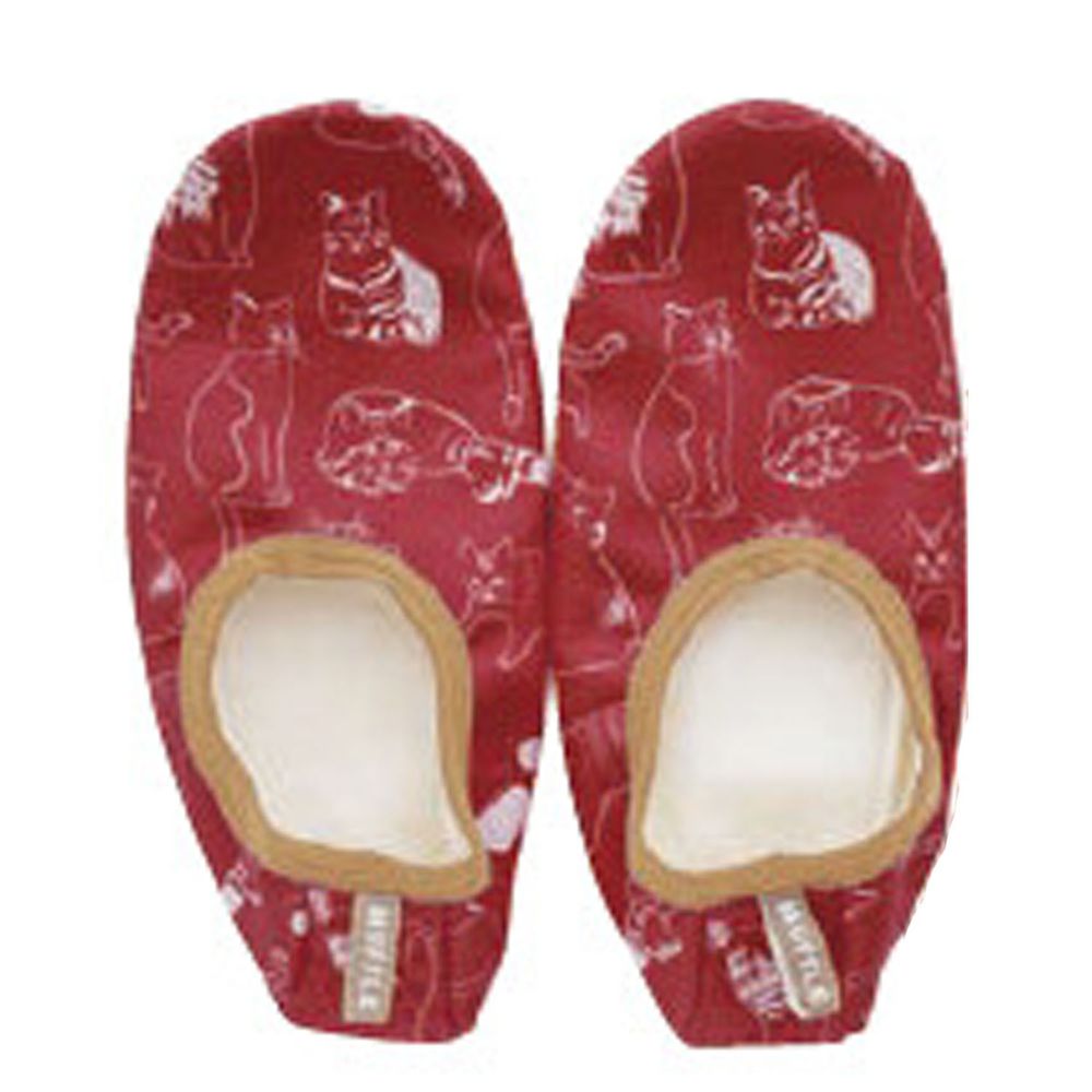 日本 BISQUE - 室內止滑保暖襪-貓咪-紅 (M(23-24.5cm))