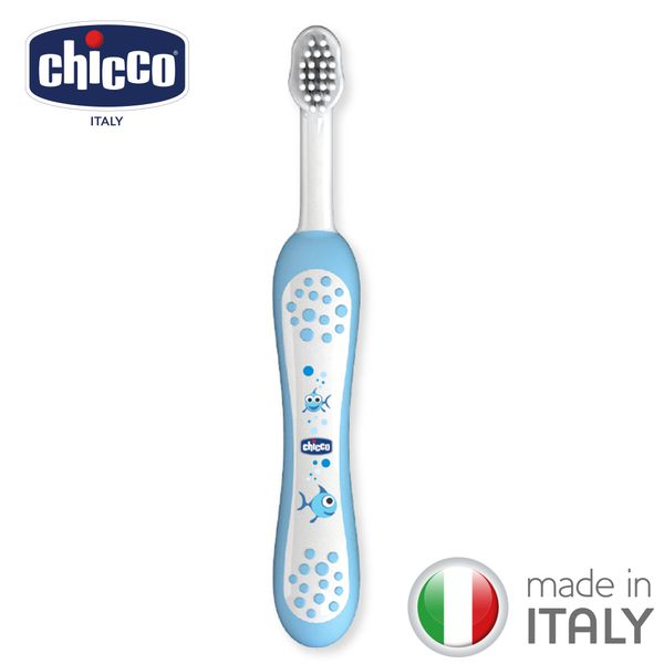 義大利 chicco - 兒童牙刷(6M適用)-粉藍金魚