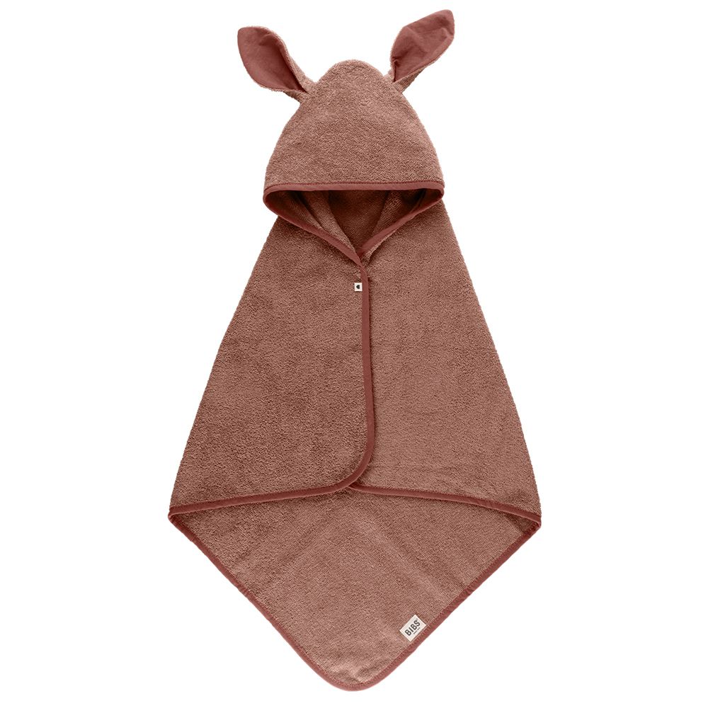 丹麥BIBS - Hoodie Towel Kangaroo 袋鼠連帽浴巾-棕色-單入