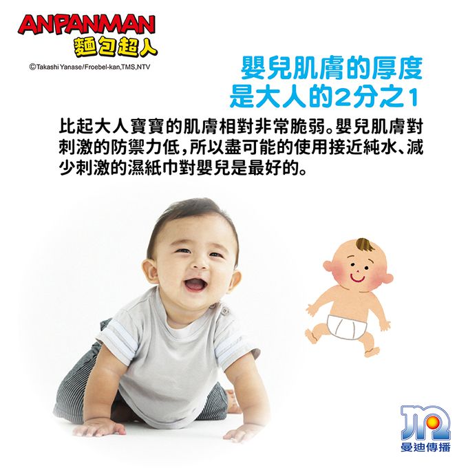 日本麵包超人 - AN麵包超人日製純水99.9%盒裝濕紙巾組x3