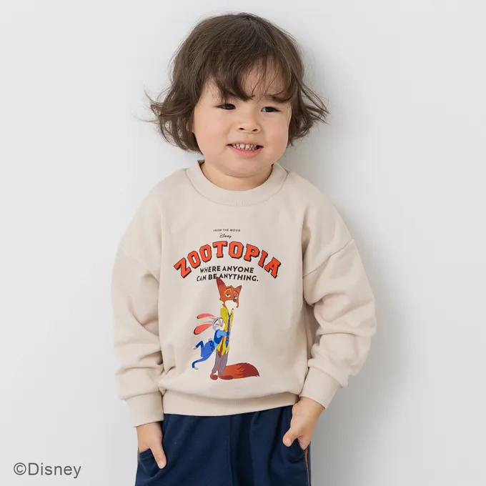 日本 Chil2 - 限量聯名 裏毛印花大學長袖上衣-卡通人物動物方城市-米杏