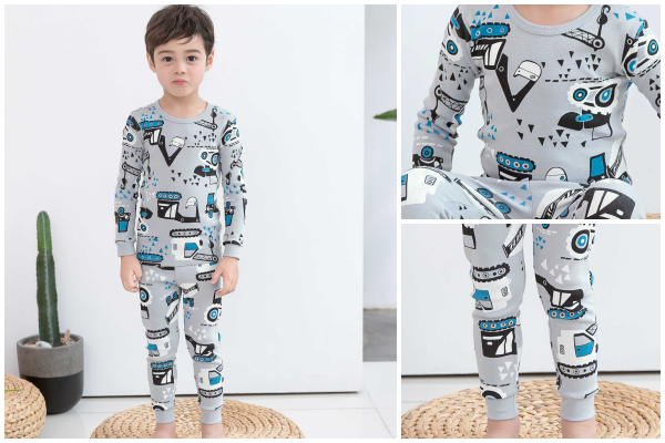 韓國 Mellisse - (剩90號)韓製20支無螢光棉長袖家居服-機器怪手