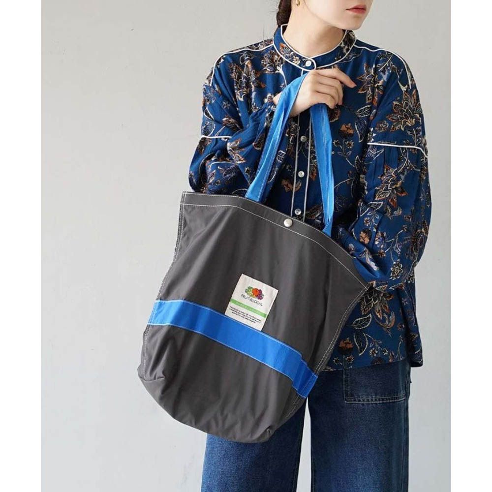 明亮水果折疊尼龍托特包(可放A4)-炭灰