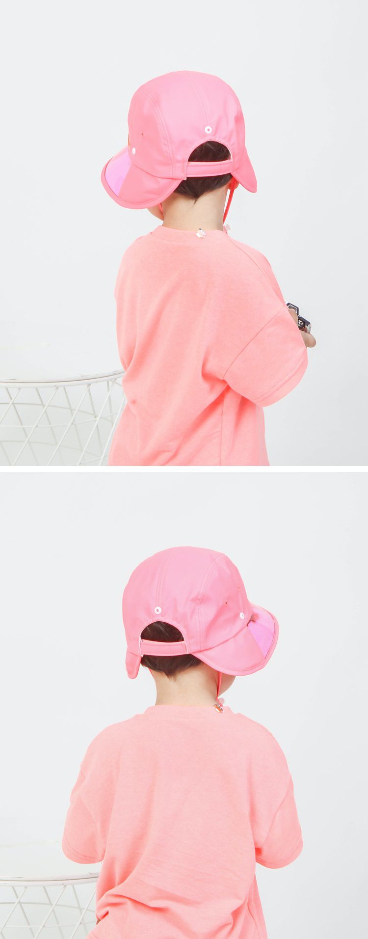 韓國 Babyblee - 抗UV遮陽板遮脖防曬帽-粉紅 (頭圍：L(50-54cm))