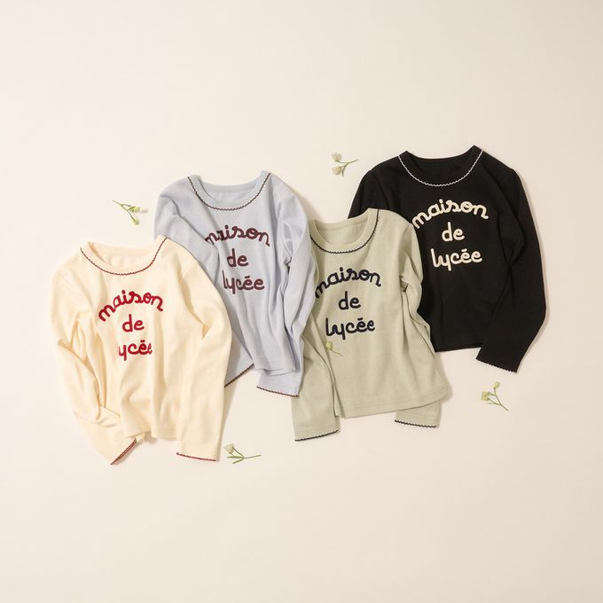 日本 Lycee mine - 100%棉 優雅法式植絨印花長袖上衣-白