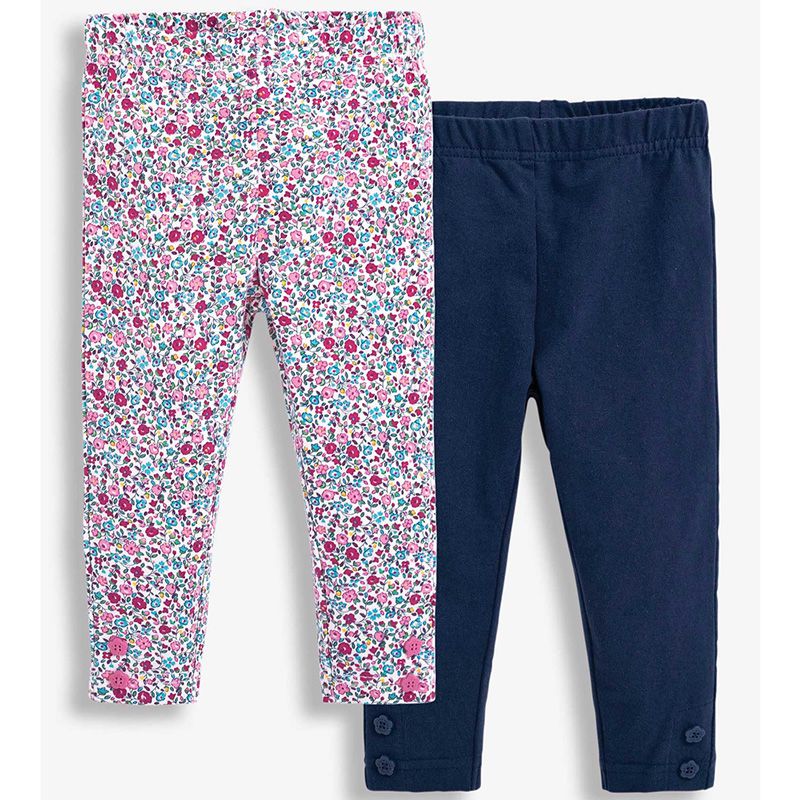 英國 JoJo Maman BeBe - 保暖長褲/內搭褲兩入組-藍色碎花