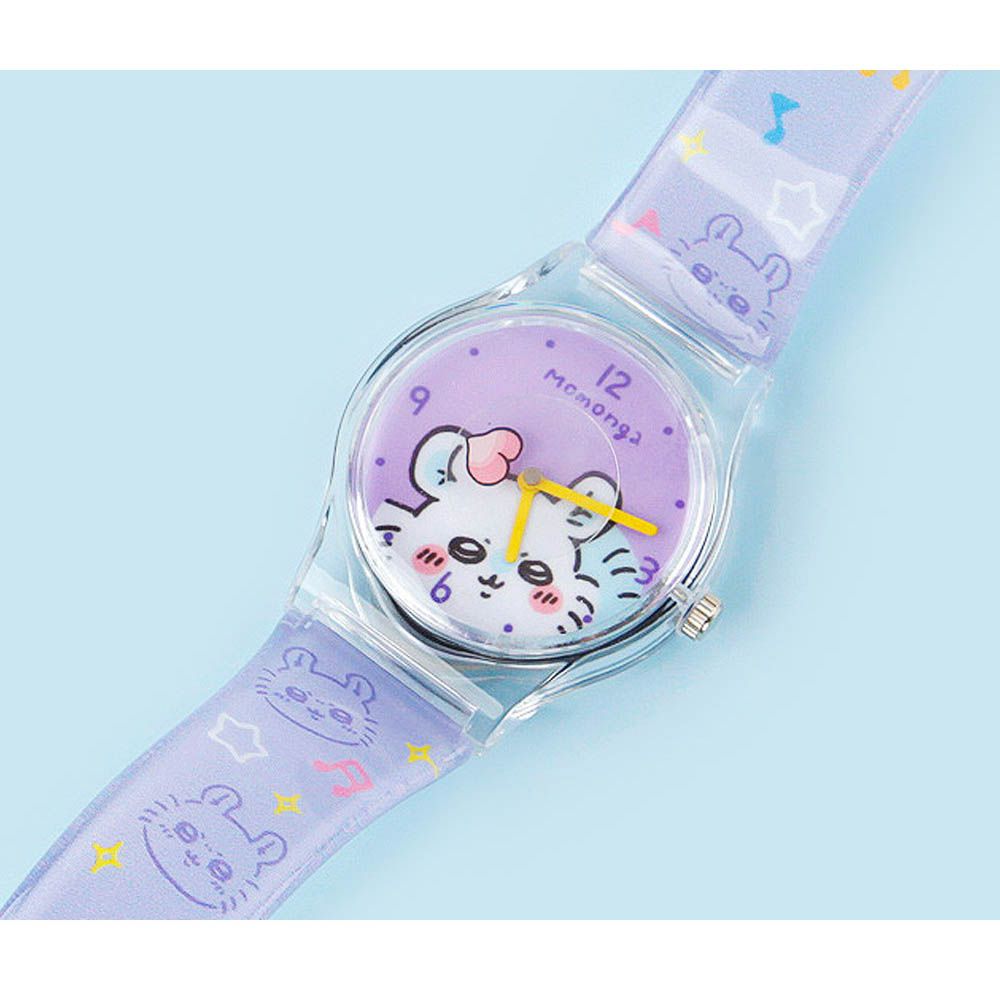 卡通人物吉伊卡哇圖案指針手錶-卡通人物小桃-紫