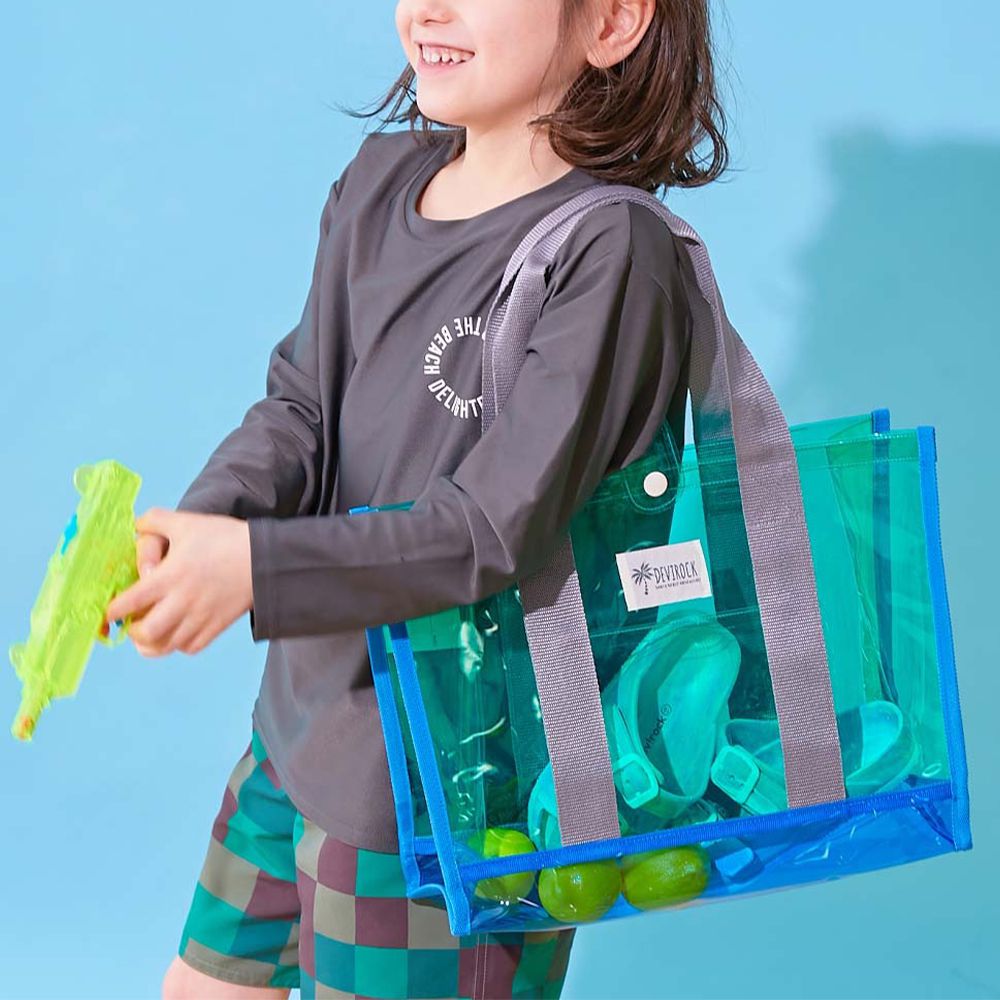 果凍色系PVC游泳/玩水包-翠綠x藍