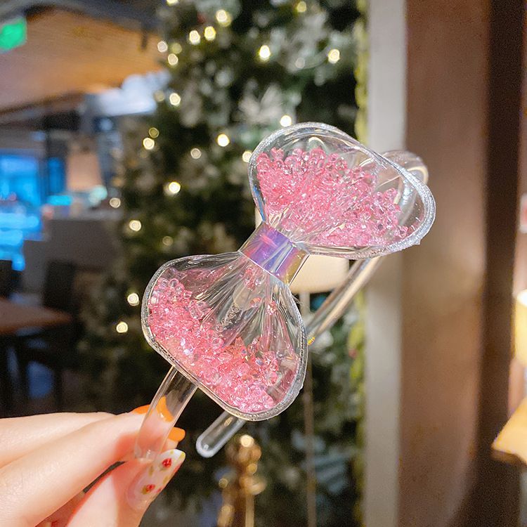 流沙感蝴蝶結透明髮箍-橘色