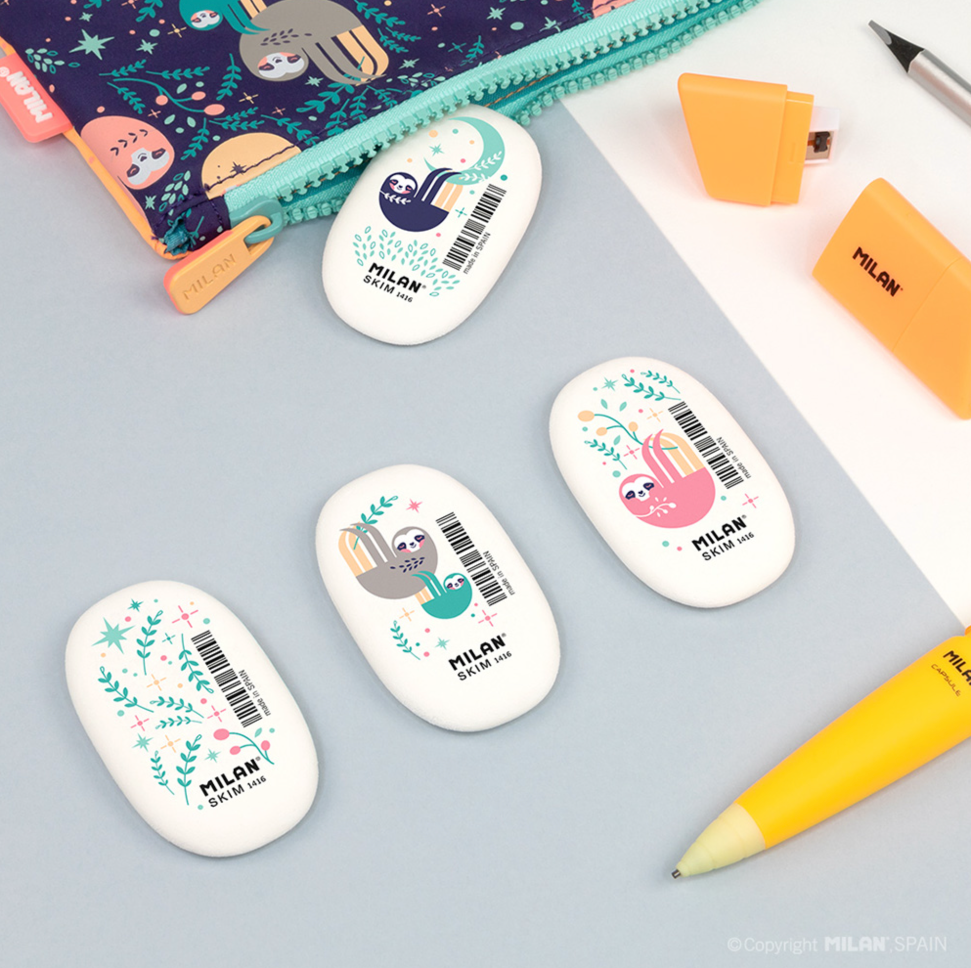 MILAN - 橢圓橡皮擦1416_樹懶抱抱(4入組)