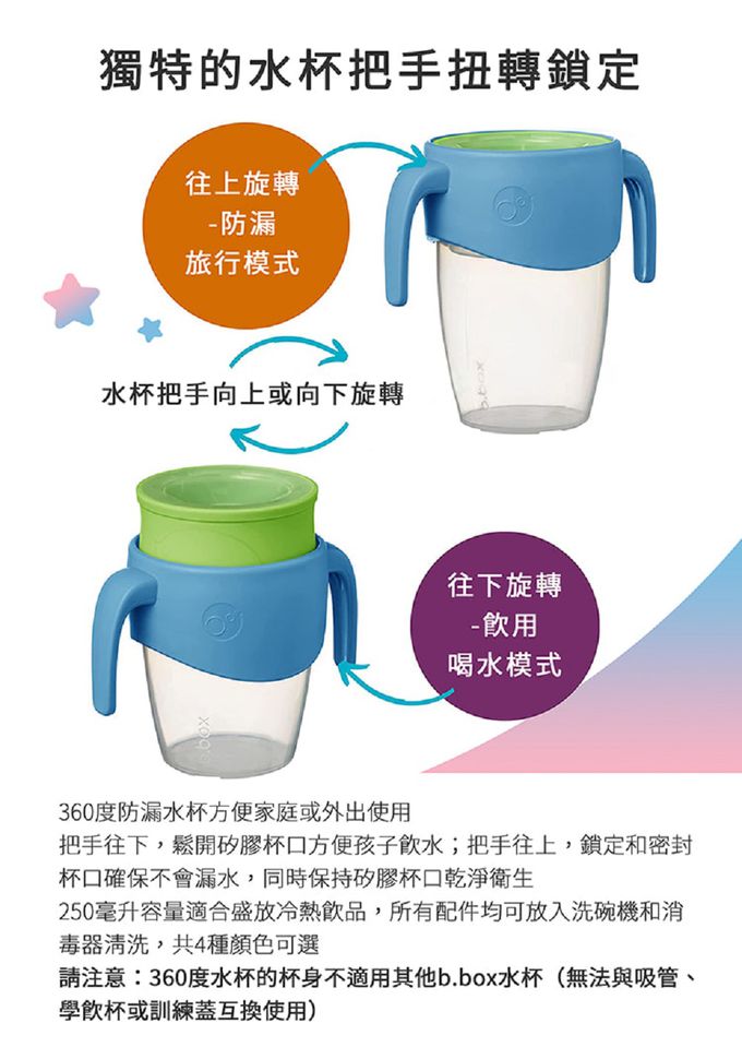 澳洲 b.box - 360度防漏水杯-海洋藍-250ml