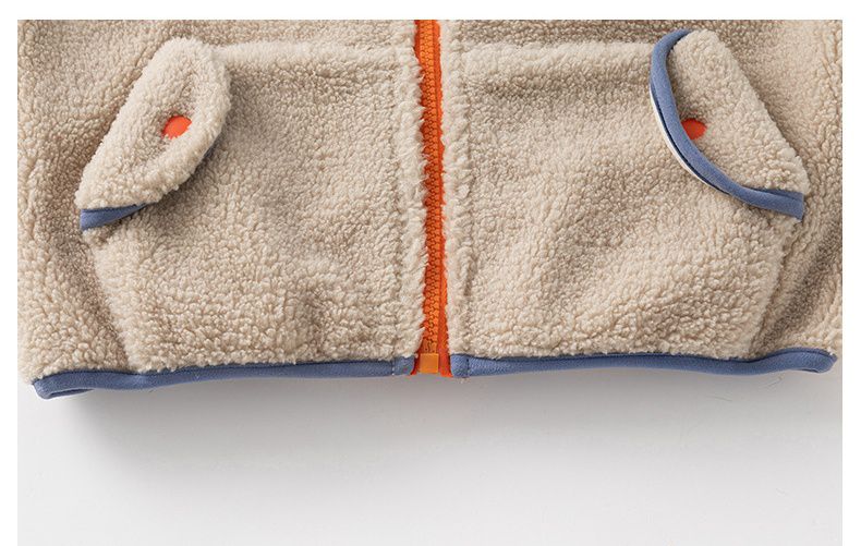 搖粒絨保暖兒童背心-可愛狐狸-深綠色