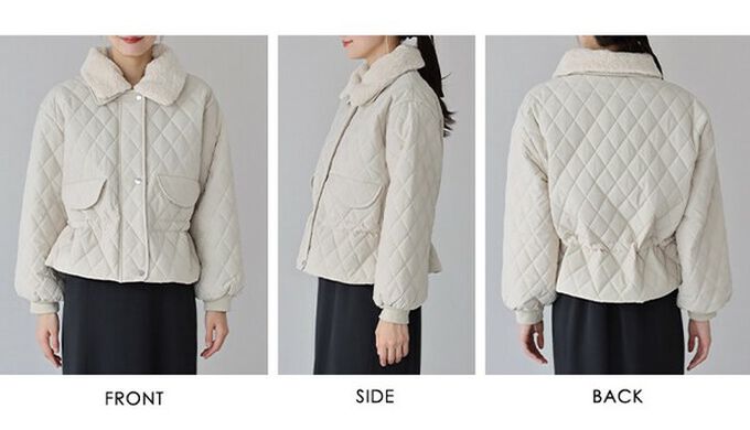 日本 BLUE EAST - 俐落翻領絎縫束腰短版外套-(毛絨領可拆)-黑