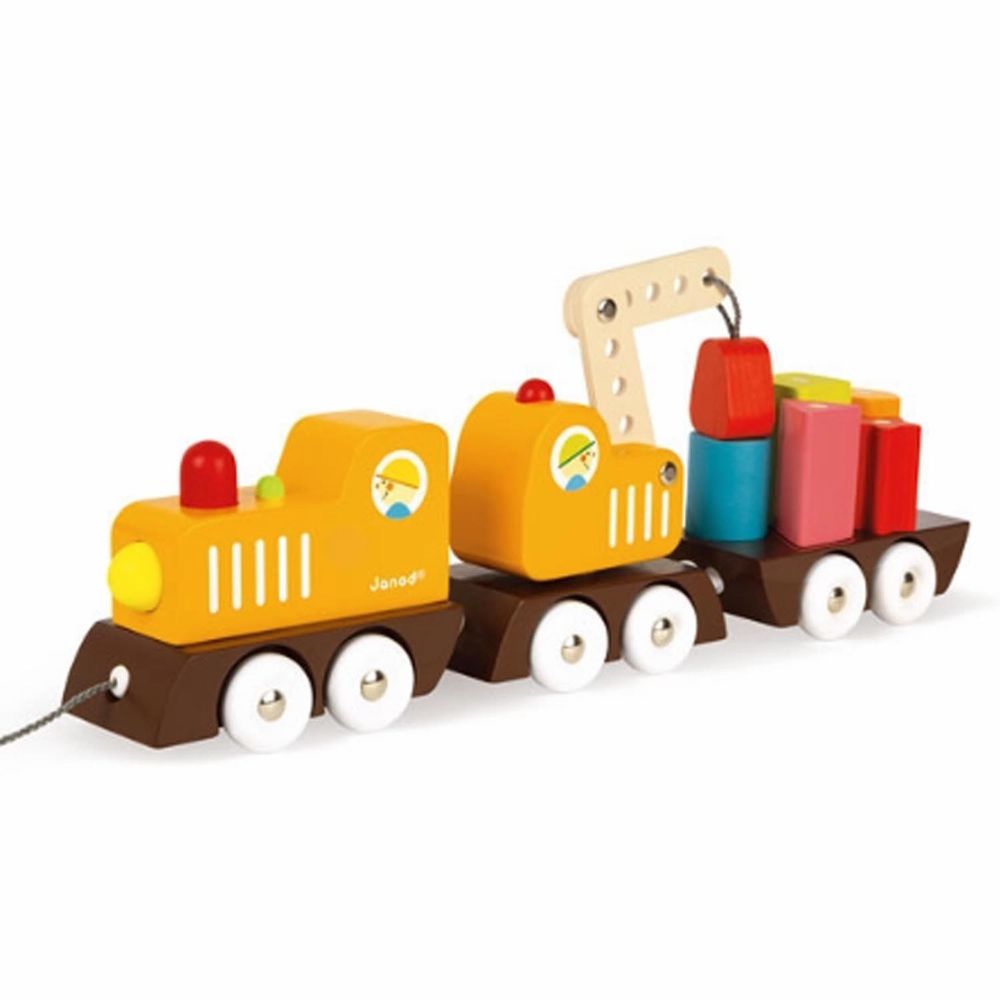 法國Janod - 經典設計木玩-胖嘟嘟工程火車