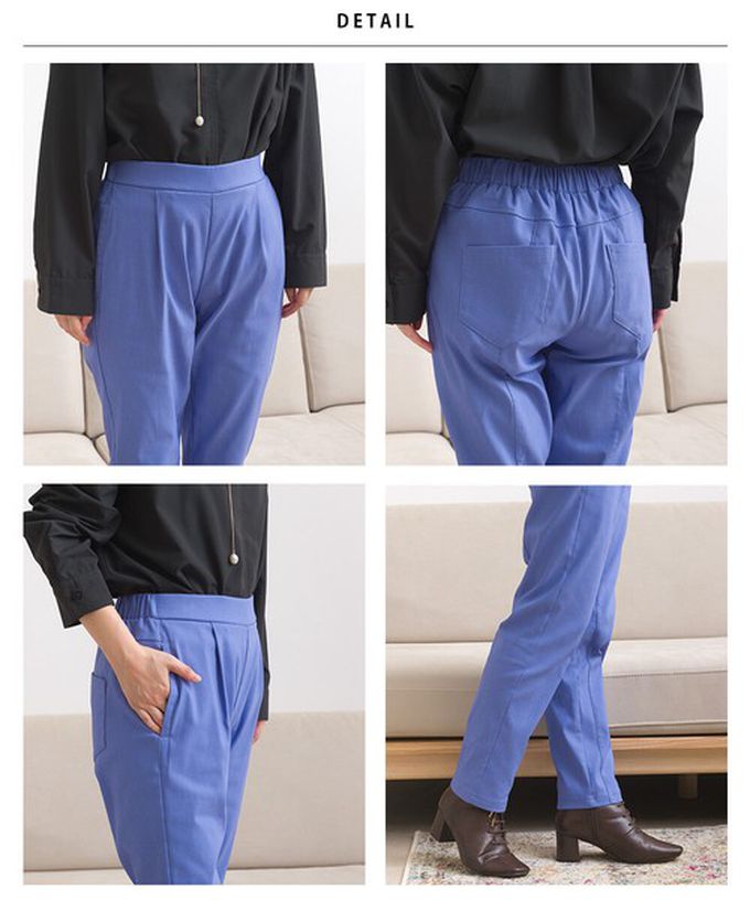 日本 OMNES - 美腳彈性內刷毛錐形長褲(後腰鬆緊)-橄欖綠