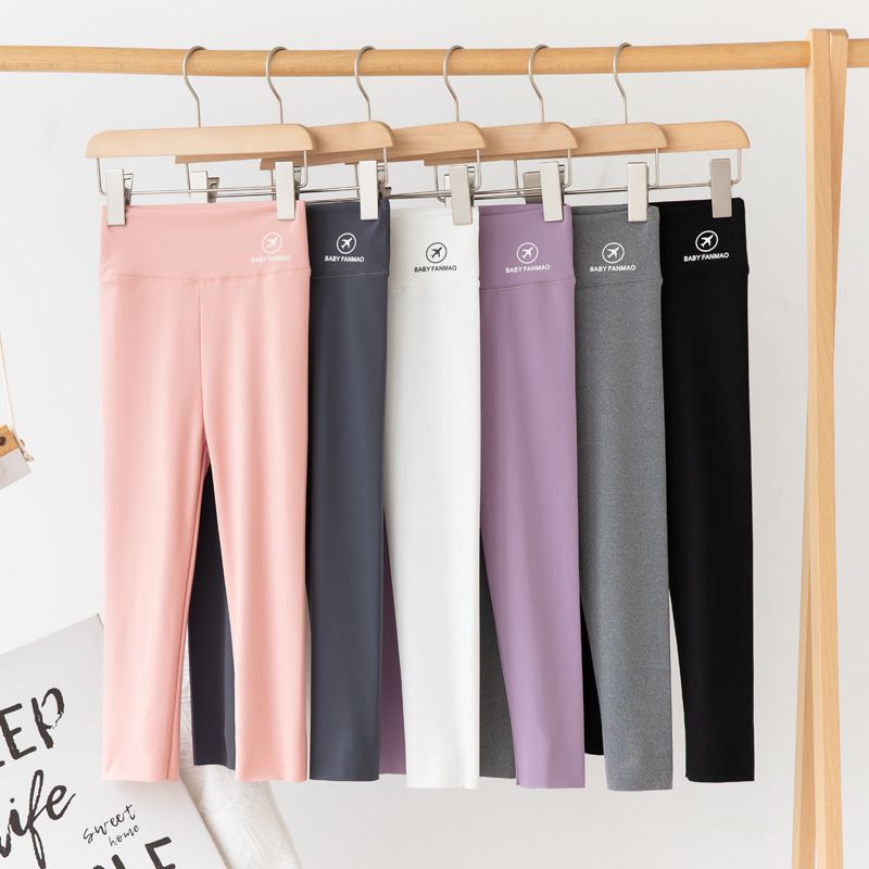 FANMOU - 高腰彈力內搭褲/瑜珈褲-飛機-紫色