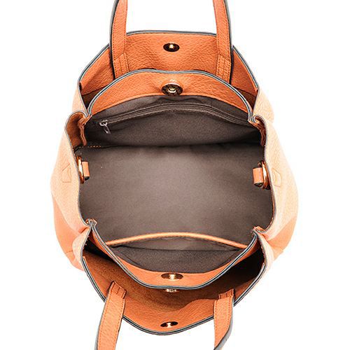 日本 FIRANO - [明星著用款]多夾層2WAY托特包+側背包2件組-焦糖 (34x28x14cm)