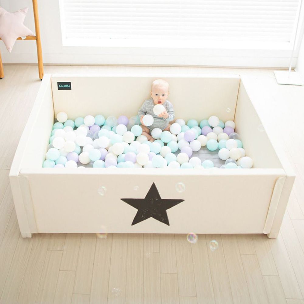 韓國 GGUMBI/DreamB - GGUMBI多功能變形圍欄式地墊嬰兒床(恆溫隔音)-米星星