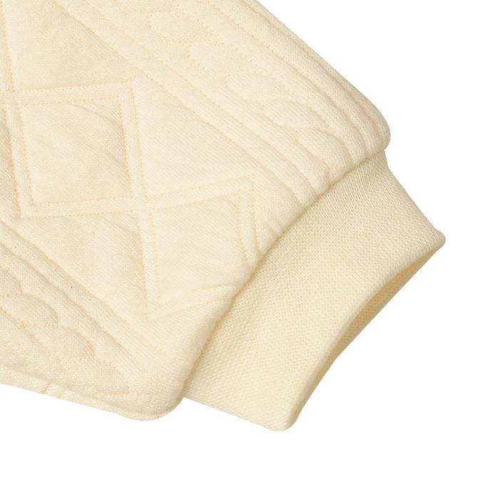 akachan honpo - 長袖鋪棉休閒上衣-下擺蕾絲-象牙白色