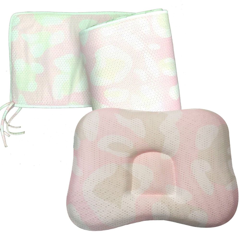 COMFi - 透氣嬰兒定型枕+透氣床圍-( 0~18個月)-粉色