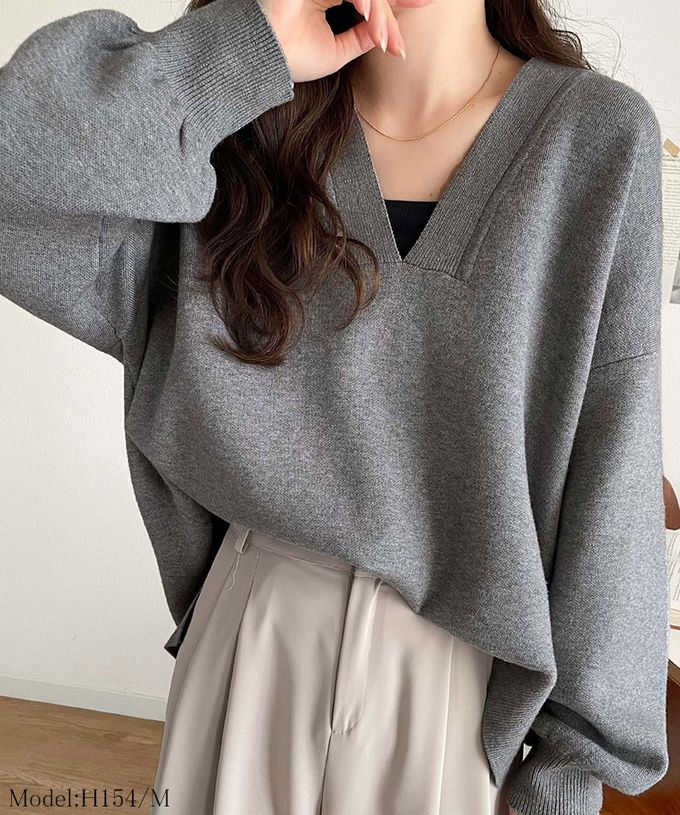 日本 Classical Elf - 俐落深V都會感柔軟針織上衣-粉紅