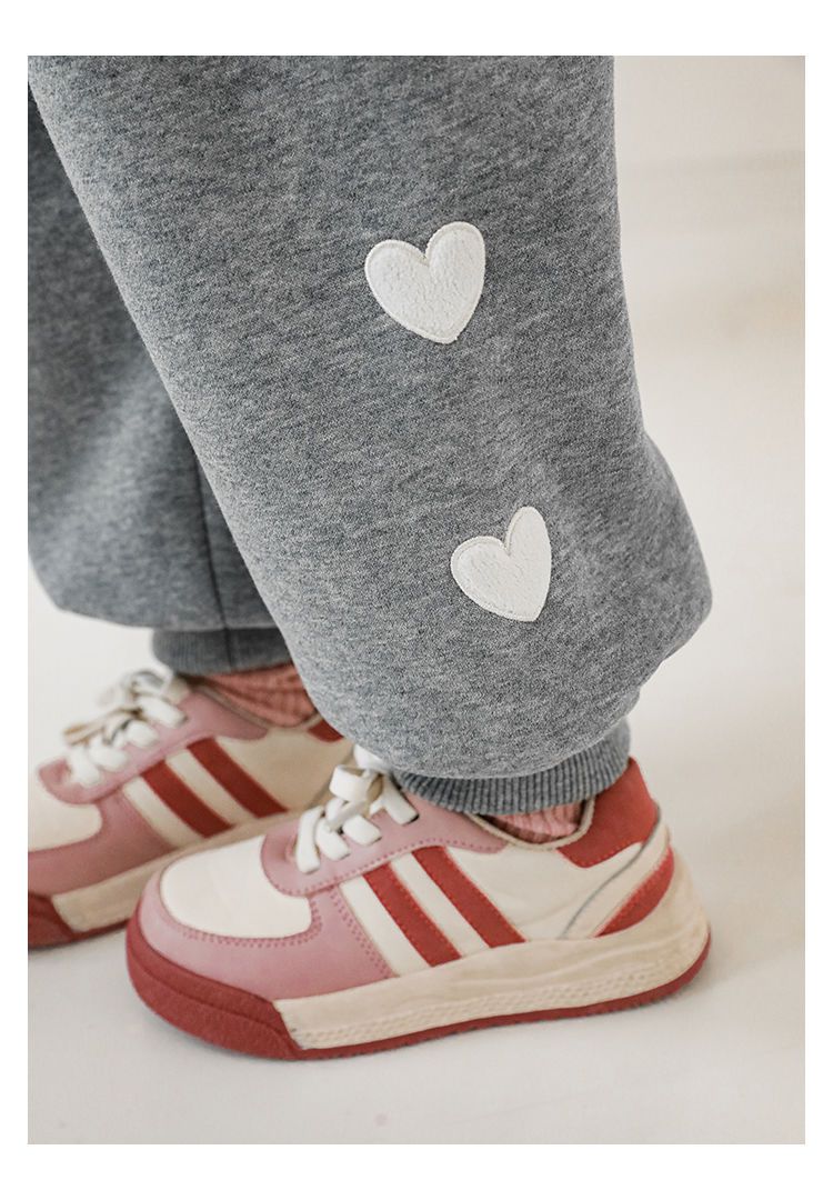 TONGMO - 腰鬆緊運動束口長褲-側邊愛心-桃粉色