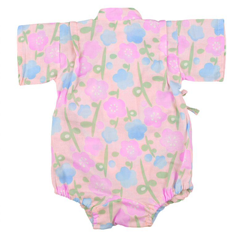 akachan honpo - 甚平包屁衣-小花-粉紅色