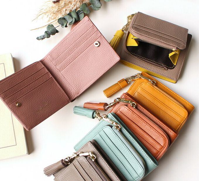 日本 LIZDAYS - 真皮輕薄多功能收納釦式短夾-芥末黃 (11.5x9.5cm)