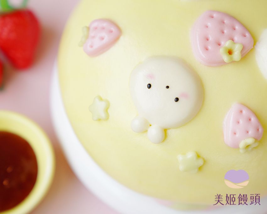 美姬饅頭 - 6吋小兔兔草莓蛋糕造型饅頭 (1入)-300g