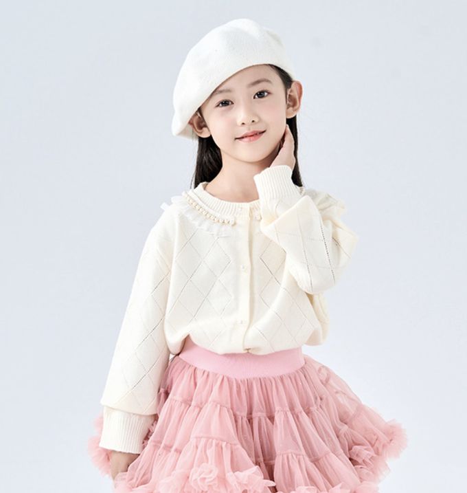 love, charlotte - 歐美系細緻珍珠花邊領口針織上衣-奶油白