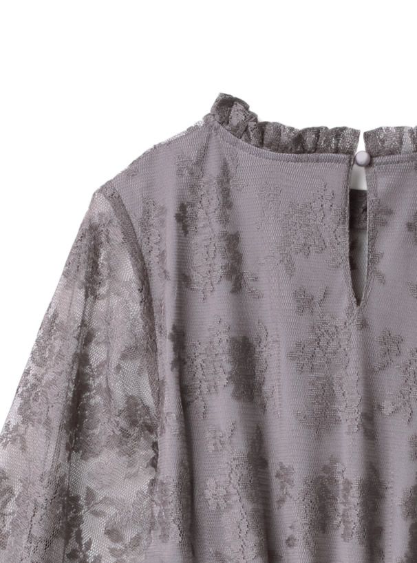 日本 GRL - 浪漫之吻花蕾絲洋裝-摩卡紫