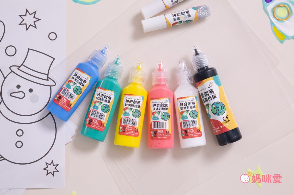 nunukids - 玩色系列- MIT無毒創意玻璃彩繪貼 - 6+2入門組-盒裝