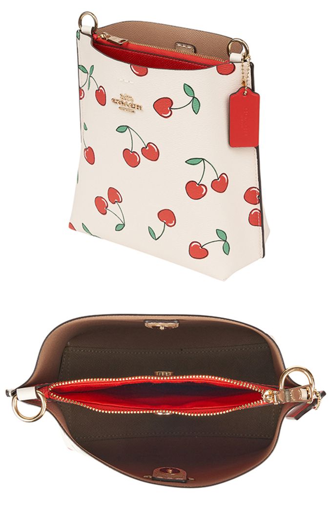 COACH - 印花皮革二用水桶包 (櫻桃)