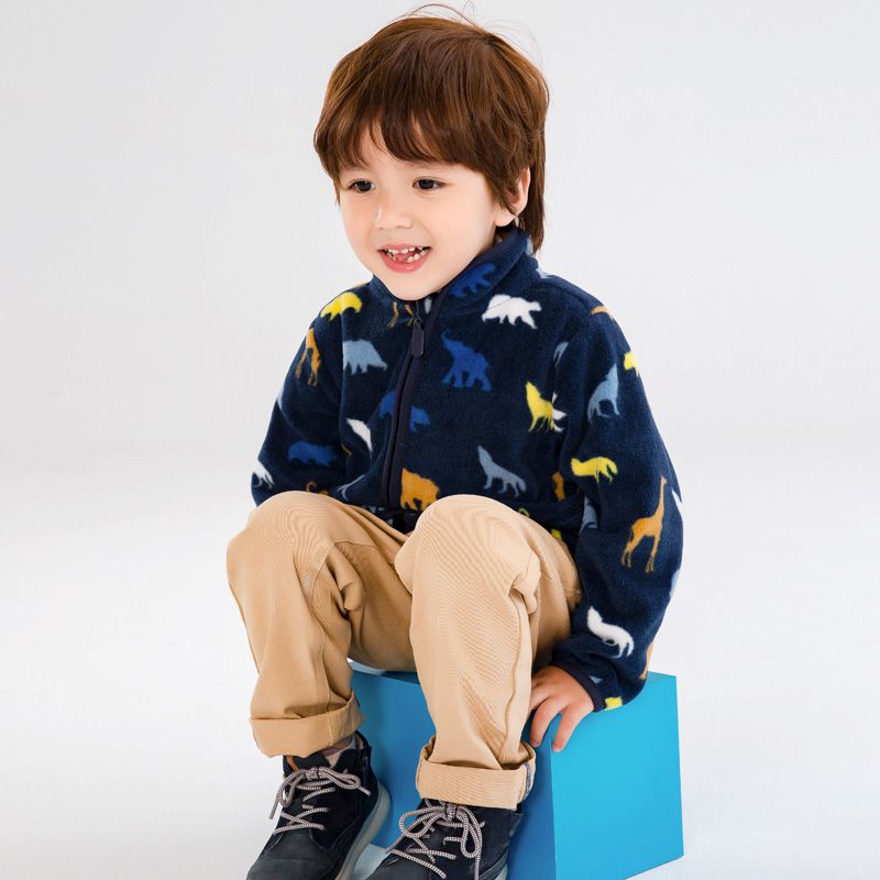 Fleece搖粒絨兒童外套-淺紫菱格紋